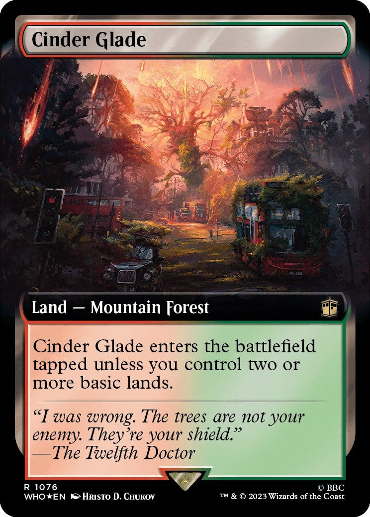 Cinder Glade (Extended Art) (Surge Foil) (1076) (Universes Beyond: Doctor Who)