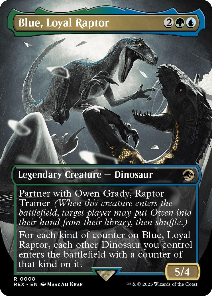 Blue, Loyal Raptor (Borderless) (8) (Universes Beyond: Jurassic World Collection)