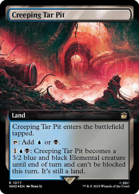 Creeping Tar Pit (Extended Art) (Surge Foil) (1077) (Universes Beyond: Doctor Who)