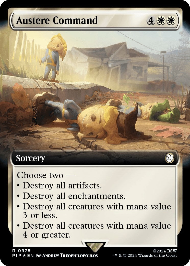 Austere Command (Extended Art) (Surge Foil) (975) (Universes Beyond: Fallout)