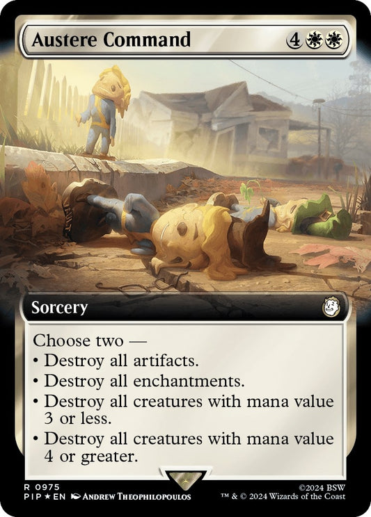 Austere Command (Extended Art) (Surge Foil) (975) (Universes Beyond: Fallout)