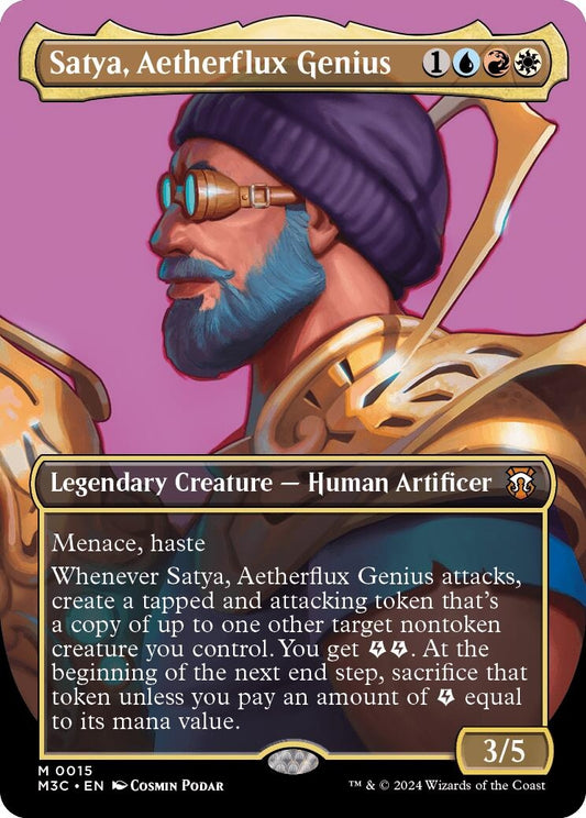 Satya, Aetherflux Genius (Borderless) (15) (Commander: Modern Horizons 3)